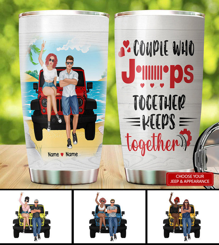 Personalized Jeep Tumbler The Couple Who Jeeps Together Keeps Together CTM Custom - Printyourwear