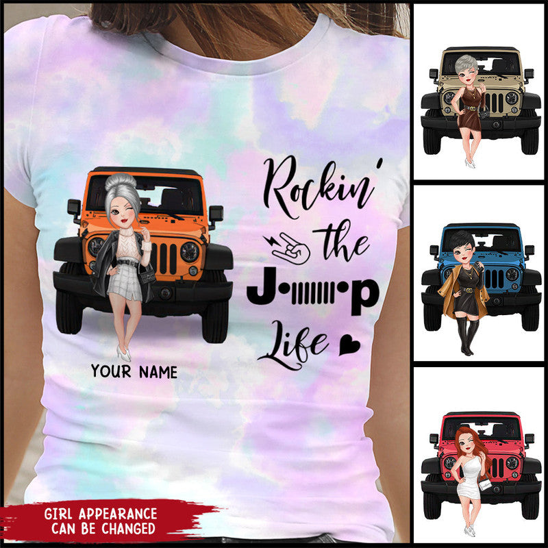 Custom Jeep Tee Shirts Rockin The Jeep Life Tie Dye Jeep Girl CTM Custom - Printyourwear