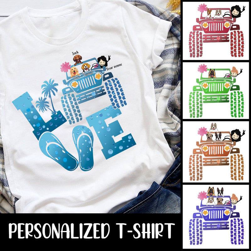Custom Jeep Tee Shirts Jeep Dog Love Beach CTM Custom - Printyourwear