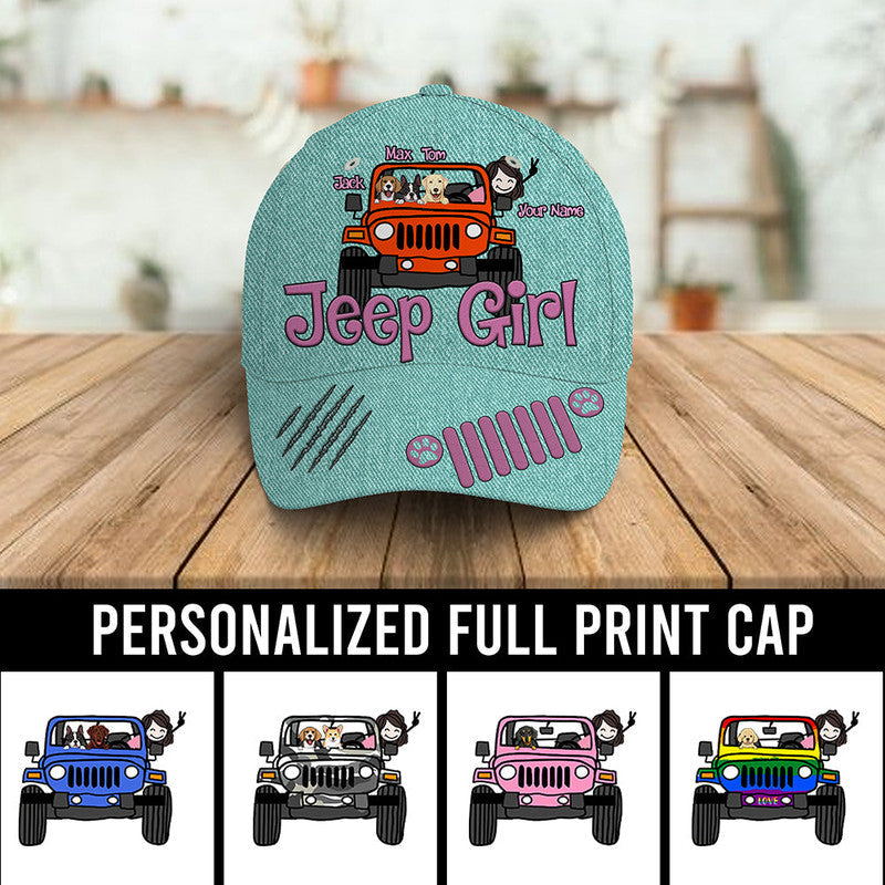 Personalized Jeep Cap Jeep Girl Dog Cat CTM00 Classic Cap Universal Fit Custom - Printyourwear