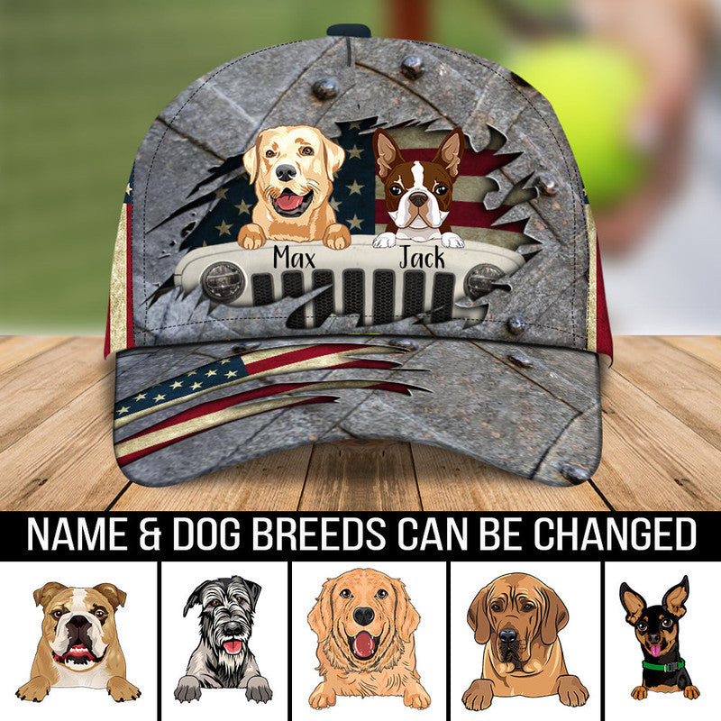 Personalized Jeep Cap Jeep Dog Cat American Flag CTM00 Classic Cap Universal Fit Custom - Printyourwear