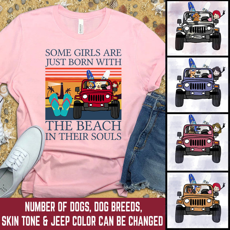 Custom Jeep Tee Shirts Shirt Jeep Beach Dog Girl CTM Custom - Printyourwear
