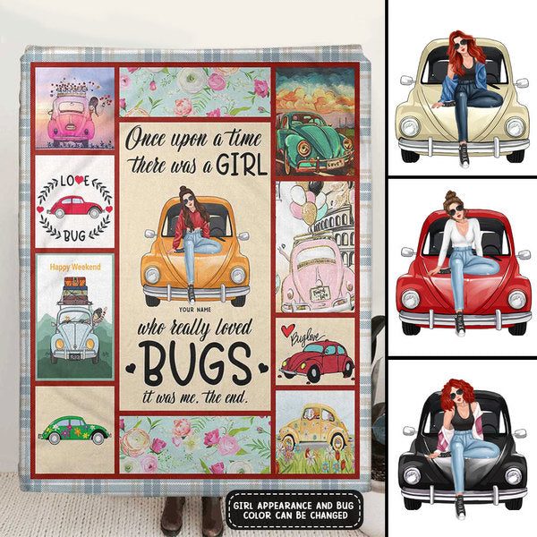 Personalized Jeep Blanket Once Upon A Girl There Was A Girl Who Loved Bugs It Was Me The End CTM Custom - Printyourwear