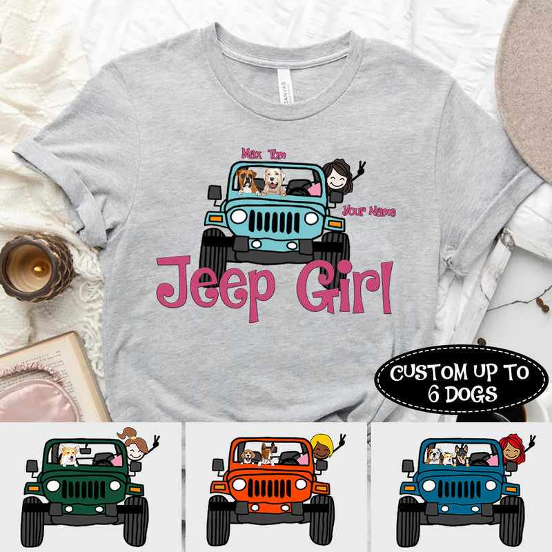 Custom Jeep Tee Shirts Jeep Girl Dog and Cat CTM Custom - Printyourwear