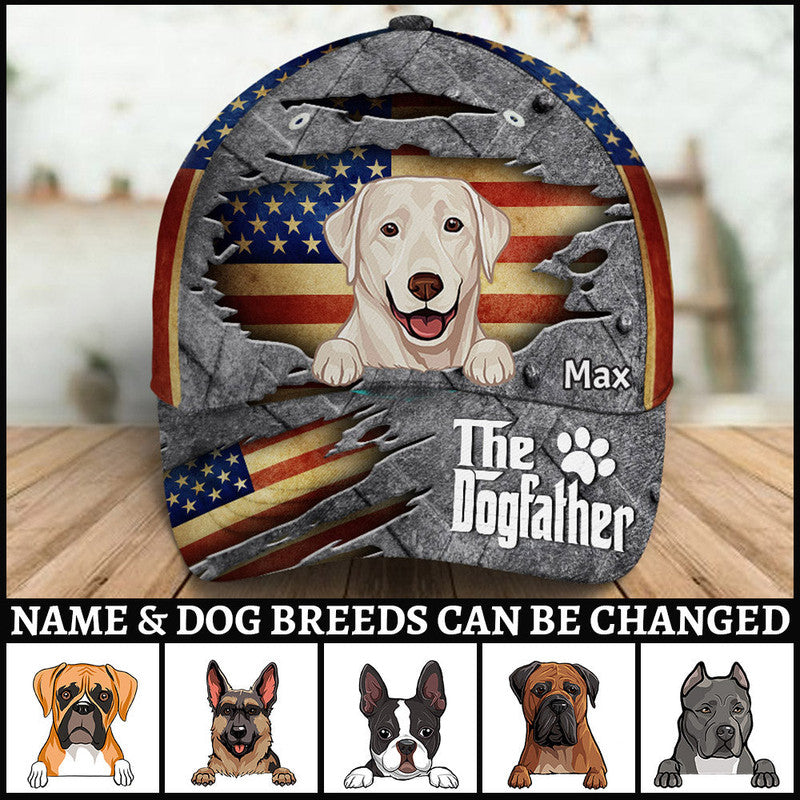 Personalized Jeep Cap Jeep Family American Flag The Dogfather CTM Classic Cap Universal Fit Custom - Printyourwear