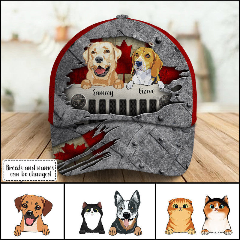 Personalized Jeep Cap Jeep Dog Cat Canadian Flag CTM Classic Cap Universal Fit Custom - Printyourwear