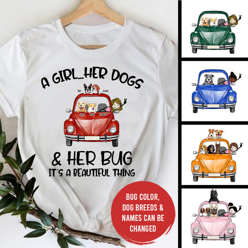 Custom Jeep Tee Shirts Bug Girl VW Beetle Van Dog CTM Custom - Printyourwear