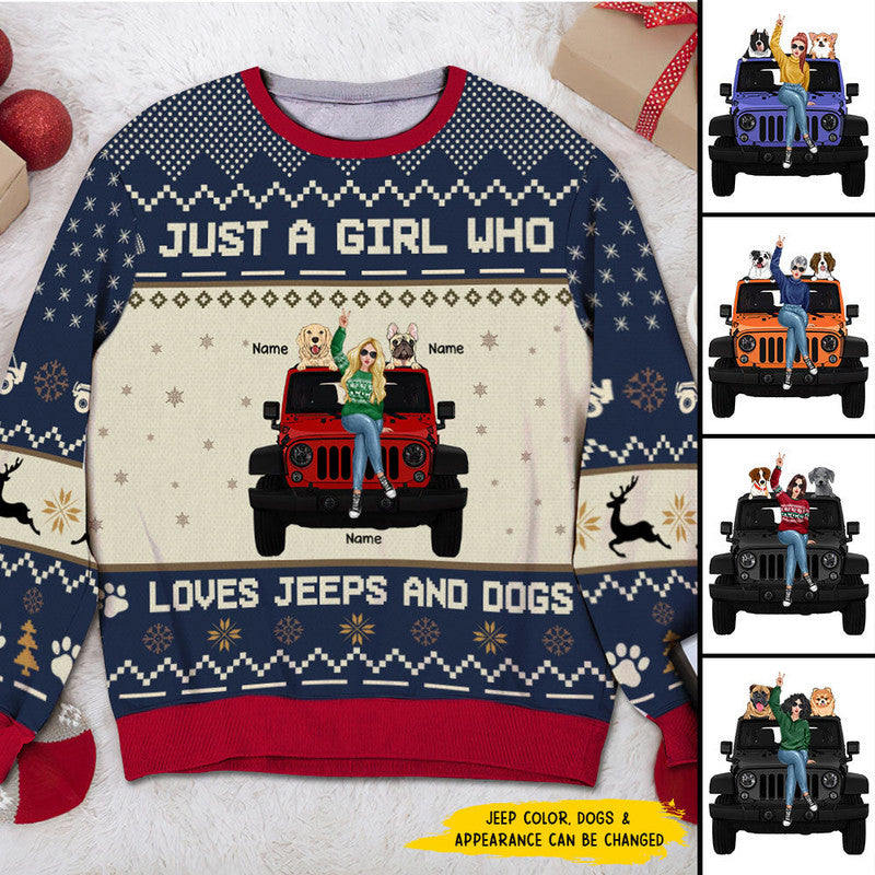 Personalized Jeep Sweatshirt Just A Girl Who Loves Jeeps and Dogs CTM Adult Custom - Printyourwear
