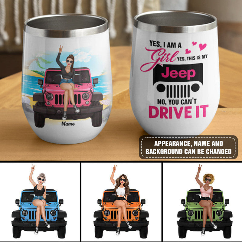 Personalized Jeep Wine Tumbler This Is My Jeep You Cant Drive It CTM 12 OZ Custom - Printyourwear