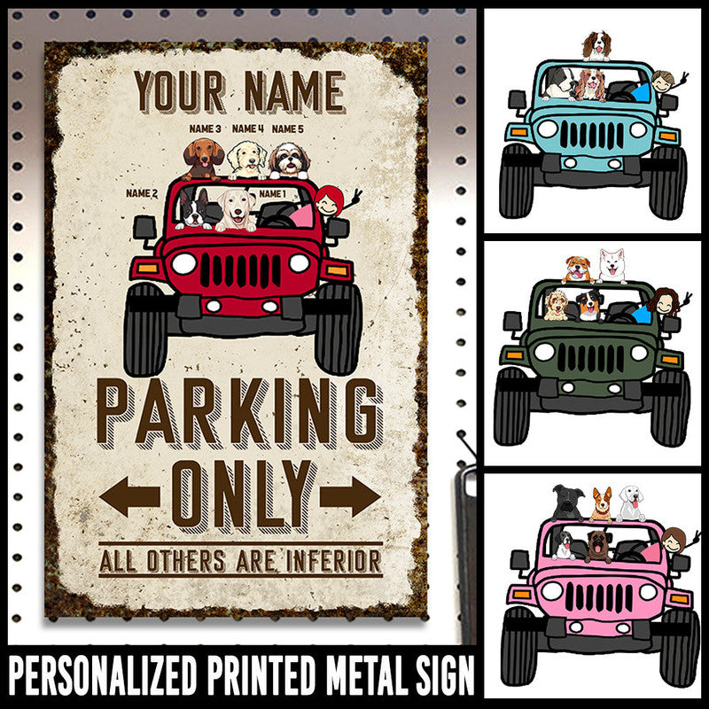 Personalized Jeep Metal Sign Jeep Parking Only Dogs CTM One Size 24x18 inch (60.96x45.72 cm) Custom - Printyourwear