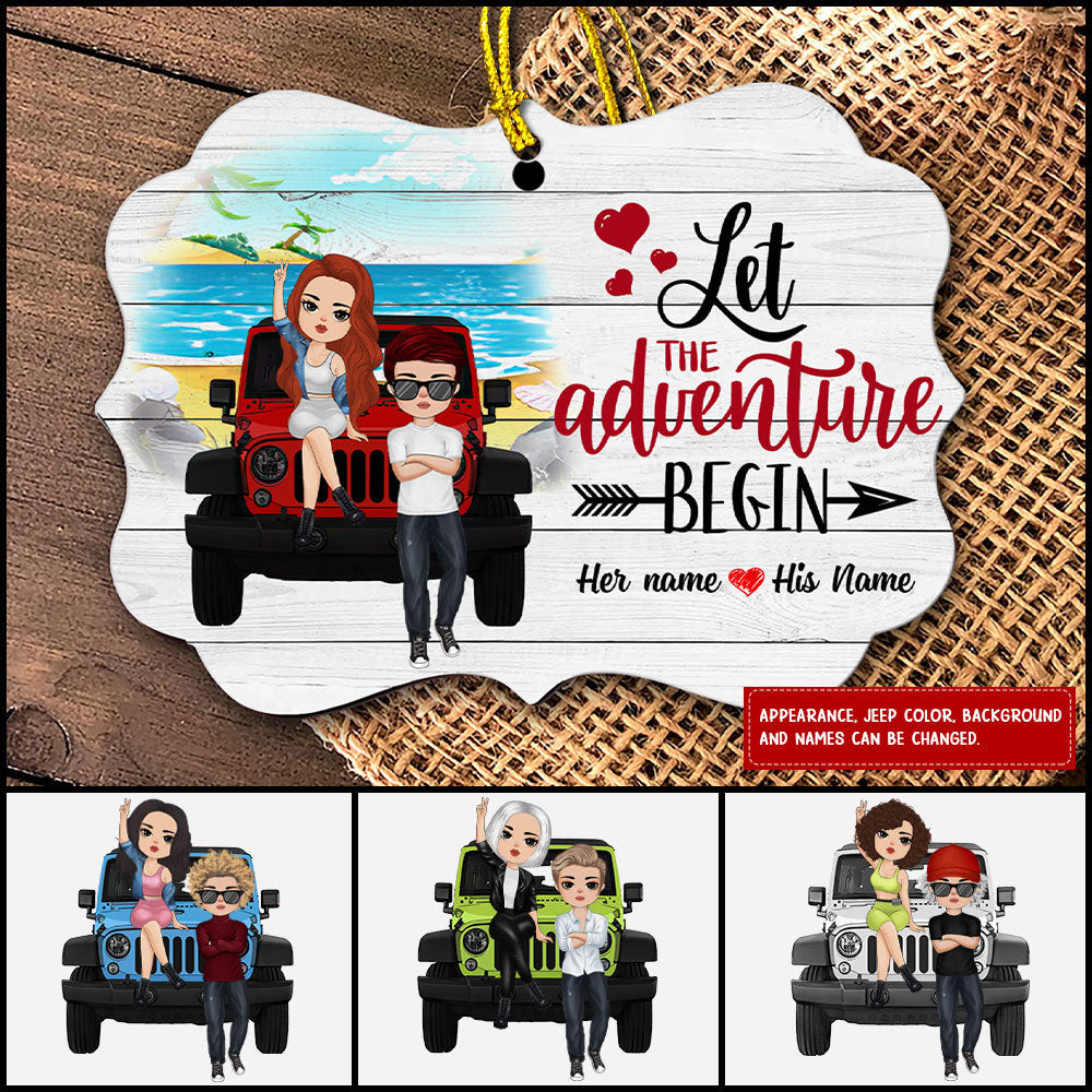 Personalized Jeep Christmas Ornaments Jeep Let The Adventure Begin CTM Ornament Custom - Printyourwear