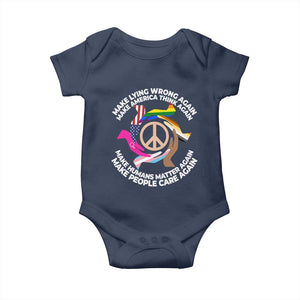 Make Lying Wrong Again Make America Think Again Baby Onesie Humans Rights Hand Peace TS11 Navy Print Your Wear