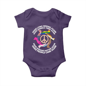 Make Lying Wrong Again Make America Think Again Baby Onesie Humans Rights Hand Peace TS11 Purple Print Your Wear