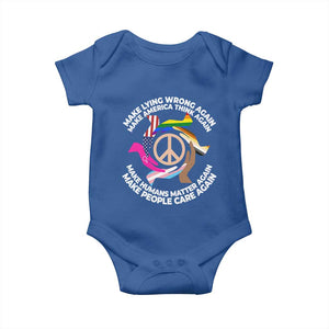 Make Lying Wrong Again Make America Think Again Baby Onesie Humans Rights Hand Peace TS11 Royal Blue Print Your Wear
