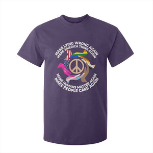 Make Lying Wrong Again Make America Think Again T Shirt For Kid Humans Rights Hand Peace TS11 Purple Print Your Wear