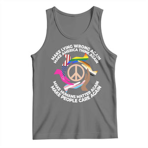 Make Lying Wrong Again Make America Think Again Tank Top Humans Rights Hand Peace TS11 Black Heather Print Your Wear