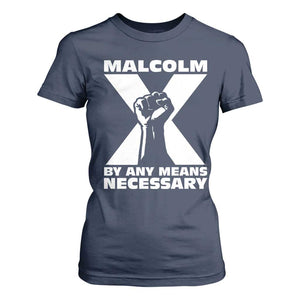 Malcolm X Power Fist T Shirt For Women Civil Rights Leader Pride Bold Statement TS02 Navy Print Your Wear