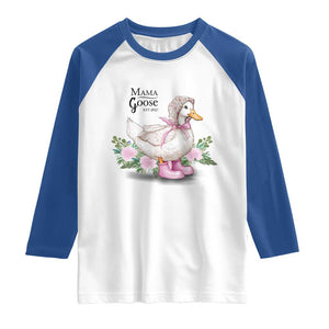 Mama Goose Est 2025 Raglan Shirt Vintage New Mom Mothers Day TS02 White Royal Print Your Wear