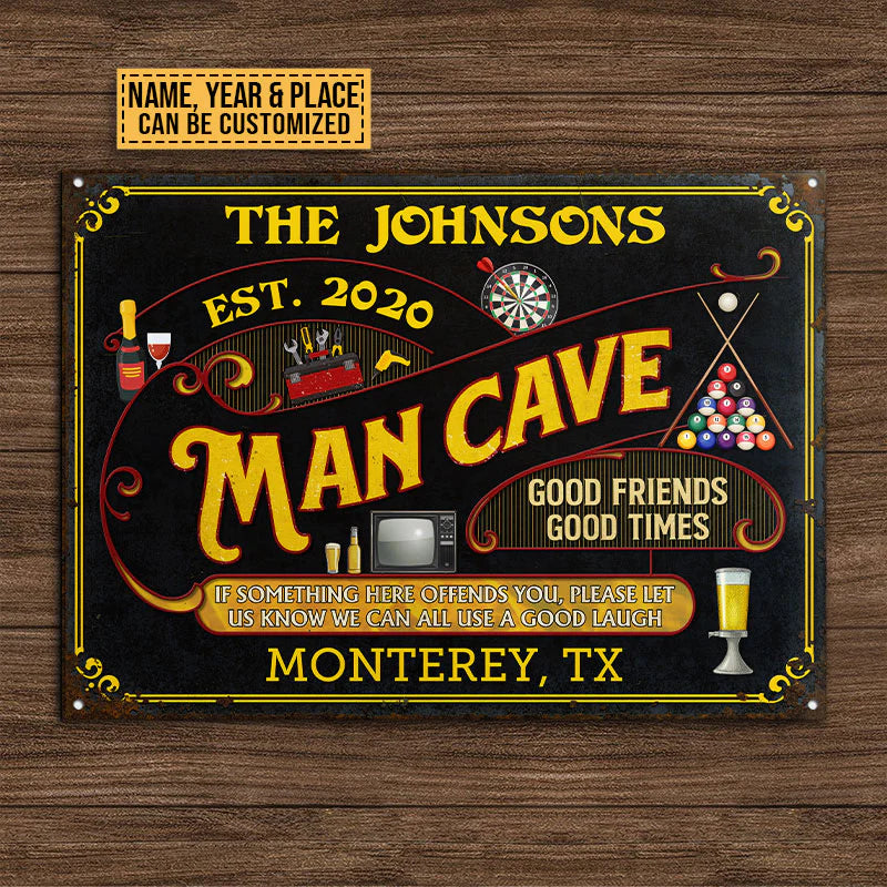 Personalized Metal Sign Man Cave If Some Thing Here Offends CTM One Size 24x18 inch (60.96x45.72 cm) Custom - Printyourwear