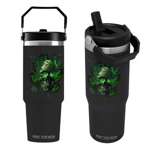 Marijuana Skull Flip Straw Tumbler Smoke Weed Cannabis 420 Pot Leaf TS02 One Size: 30 oz Black Print Your Wear
