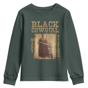 Mary Fields Youth Sweatshirt Black Cowgirl Pioneer Western Legend Vintage TS02 Dark Forest Green Print Your Wear