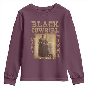 Mary Fields Youth Sweatshirt Black Cowgirl Pioneer Western Legend Vintage TS02 Maroon Print Your Wear