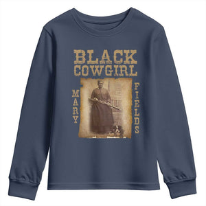 Mary Fields Youth Sweatshirt Black Cowgirl Pioneer Western Legend Vintage TS02 Navy Print Your Wear