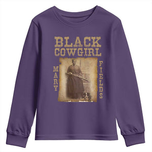 Mary Fields Youth Sweatshirt Black Cowgirl Pioneer Western Legend Vintage TS02 Purple Print Your Wear