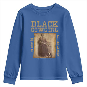 Mary Fields Youth Sweatshirt Black Cowgirl Pioneer Western Legend Vintage TS02 Royal Blue Print Your Wear