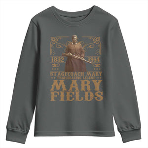 Mary Fields Youth Sweatshirt Stagecoach Mary Trailblazing Legend Black Cowgirl Pioneer TS11 Dark Heather Print Your Wear
