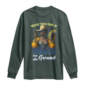 Melanin Cowgirls Linedance Long Sleeve Shirt Where Them Fans At Boots On Da Ground TS02 Dark Forest Green Print Your Wear