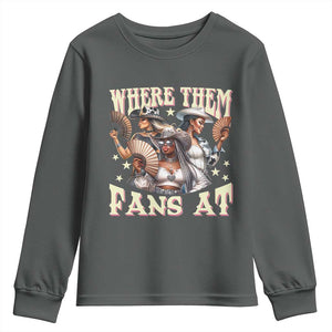 Melanin Cowgirls Youth Sweatshirt Where Them Fans At Country Life Women Girls TS02 Dark Heather Print Your Wear