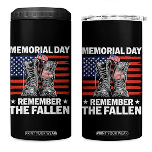 Memorial Day Remember The Fallen 4 in 1 Can Cooler Tumbler Veteran Military Vintage USA Flag TS10 One Size: 16 oz Black Print Your Wear