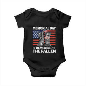 Memorial Day Remember The Fallen Baby Onesie Veteran Military Vintage USA Flag TS10 Black Print Your Wear
