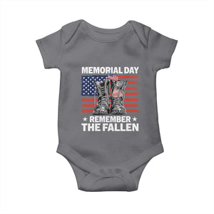 Memorial Day Remember The Fallen Baby Onesie Veteran Military Vintage USA Flag TS10 Charcoal Print Your Wear