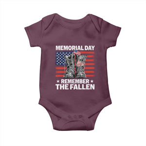 Memorial Day Remember The Fallen Baby Onesie Veteran Military Vintage USA Flag TS10 Maroon Print Your Wear