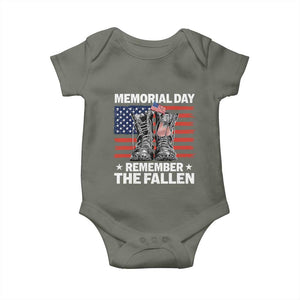 Memorial Day Remember The Fallen Baby Onesie Veteran Military Vintage USA Flag TS10 Military Green Print Your Wear