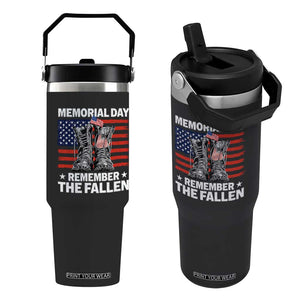 Memorial Day Remember The Fallen Flip Straw Tumbler Veteran Military Vintage USA Flag TS10 One Size: 30 oz Black Print Your Wear