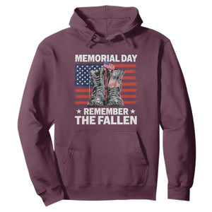 Memorial Day Remember The Fallen Hoodie Veteran Military Vintage USA Flag TS10 Maroon Print Your Wear