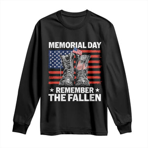 Memorial Day Remember The Fallen Long Sleeve Shirt Veteran Military Vintage USA Flag TS10 Black Print Your Wear