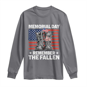 Memorial Day Remember The Fallen Long Sleeve Shirt Veteran Military Vintage USA Flag TS10 Charcoal Print Your Wear