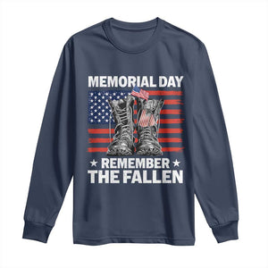 Memorial Day Remember The Fallen Long Sleeve Shirt Veteran Military Vintage USA Flag TS10 Navy Print Your Wear