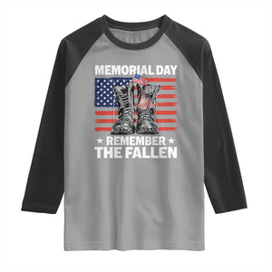 Memorial Day Remember The Fallen Raglan Shirt Veteran Military Vintage USA Flag TS10 Sport Gray Black Print Your Wear