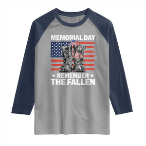 Memorial Day Remember The Fallen Raglan Shirt Veteran Military Vintage USA Flag TS10 Sport Gray Navy Print Your Wear