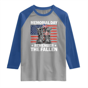 Memorial Day Remember The Fallen Raglan Shirt Veteran Military Vintage USA Flag TS10 Sport Gray Royal Print Your Wear