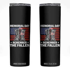 Memorial Day Remember The Fallen Skinny Tumbler Veteran Military Vintage USA Flag TS10 Black Print Your Wear