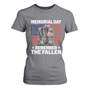 Memorial Day Remember The Fallen T Shirt For Women Veteran Military Vintage USA Flag TS10 Charcoal Print Your Wear