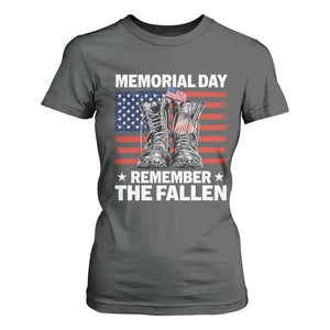 Memorial Day Remember The Fallen T Shirt For Women Veteran Military Vintage USA Flag TS10 Dark Heather Print Your Wear