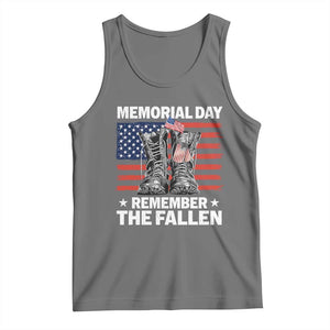 Memorial Day Remember The Fallen Tank Top Veteran Military Vintage USA Flag TS10 Black Heather Print Your Wear