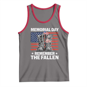 Memorial Day Remember The Fallen Tank Top Veteran Military Vintage USA Flag TS10 Deep Heather Red Print Your Wear